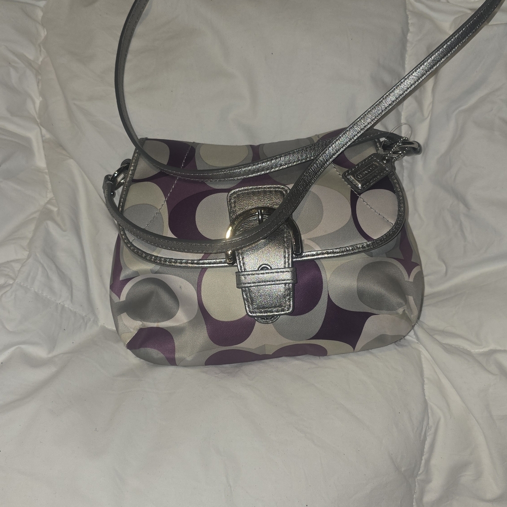 Coach Purple and Silver Signature Crossbody Bag